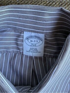 Brooks Brothers Men's Slim Fit Black Stripe Dress Shirt style 346